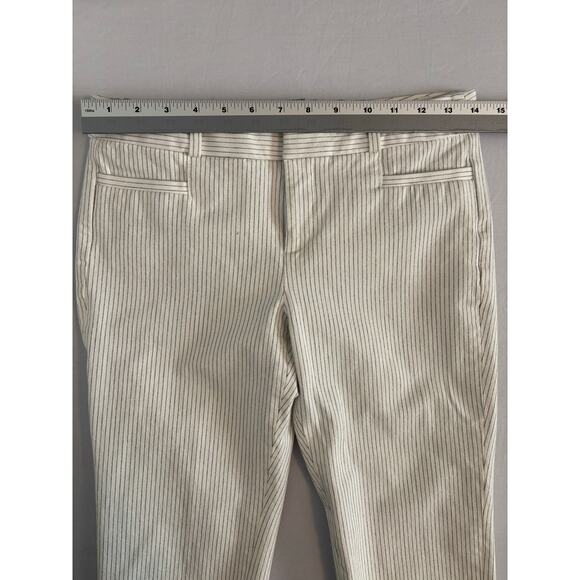 Banana Republic Women's 0 Petite Sloan Ivory Black Stripe Cropped Pants Modern - Picture 5 of 8